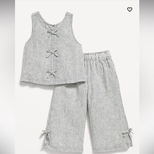 NWT Old Navy Sleeveless Linen-Blend Bow Top and Pants Set for Toddler Girls